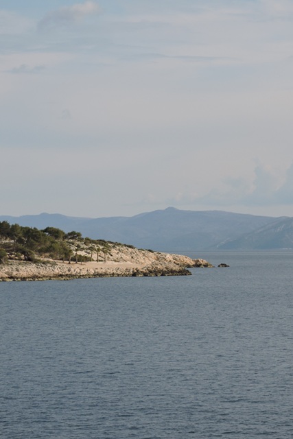 Hvar in the distance from the ferry